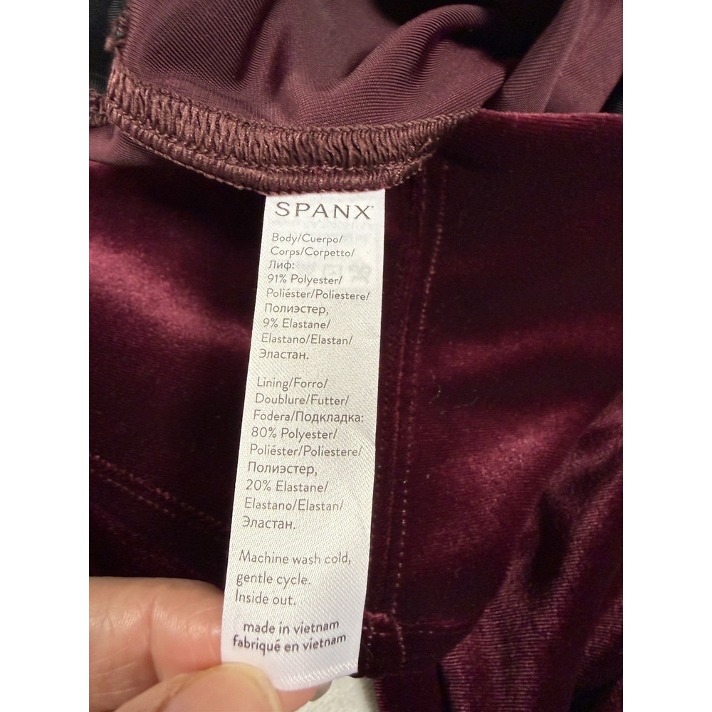 SPANX Velvet Leggings Womens M Burgundy High Rise Slimming Stretch Ankle Pull On - Picture 4 of 7